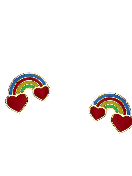 Gold Studs Kids Earrings Hearts 18K