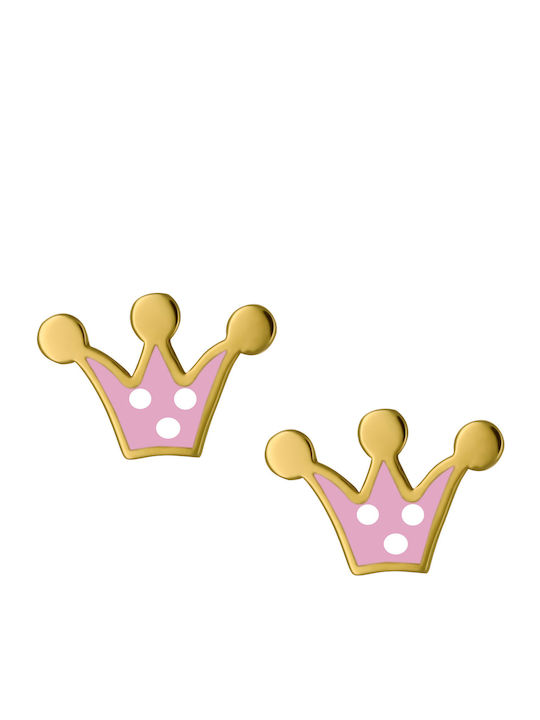 Gold Plated Silver Studs Kids Earrings Crowns