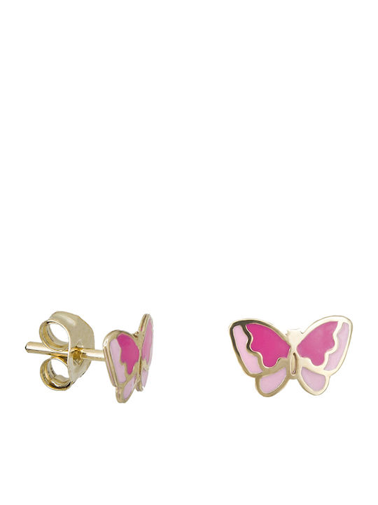 Gold Studs Kids Earrings Butterflies 9K