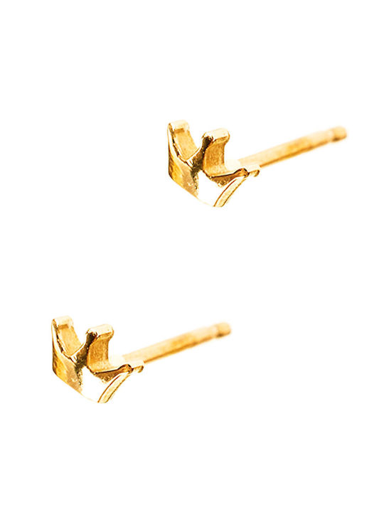 Gold Studs Kids Earrings Crowns 14K