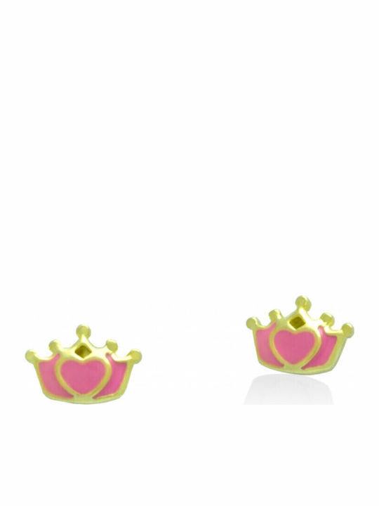 Bijou Box Hypoallergenic Gold Plated Kids Earrings Studs Crowns from Silver