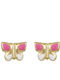 Papoulidis Jewellery Επιχρυσωμένα Παιδικά Σκουλαρίκια Καρφωτά Πεταλούδες από Ασήμι
