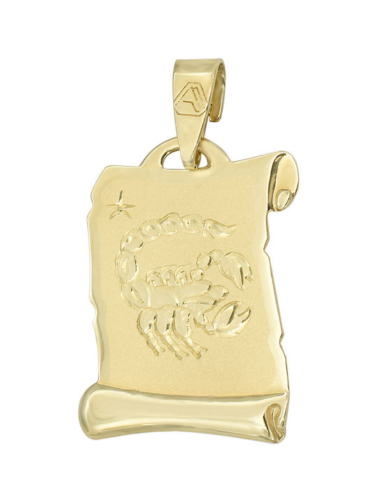 Gold Zodiac Sign Kids Pendant 9K ΚΣ01