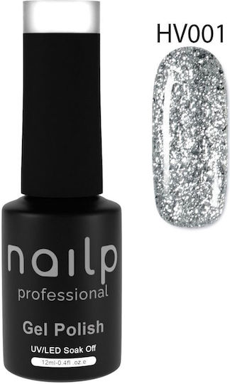 Nailp Professional Nailp Gel Nagellack Soak Off UV LED #hv001 Gel Nagellack Silber Glitzer mit Glitzer 12ml