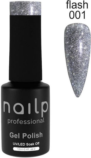 Nailp Professional Nailp Gel Polish Soak Off Uv Led #001 Flash Halb-permanenter Nagellack 001 mit Glitter 12ml 1Stück