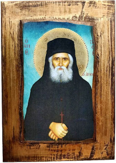 IconsGR Εικόνα Άγιος Παΐσιος Ξύλινη 12.50x17.50εκ.