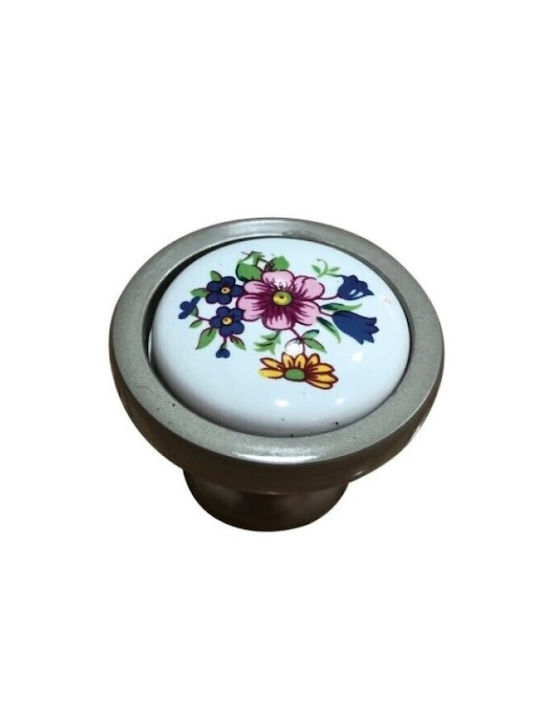 Finetto Knob Furniture made of Porcelain in Silver Color D30mm 256-031V#SILVE 1pcs