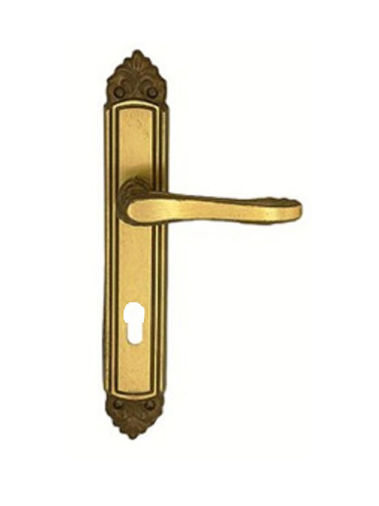 Lever Front Door with Plate Right 052065 (Center Distance 750mm) Gold