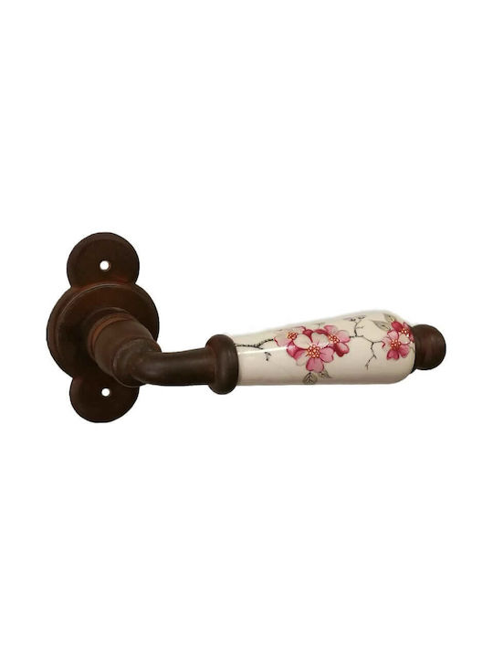 Galbusera Middle Door Vintage Lever with Rosette for Both Sides Placement Bronze Pair