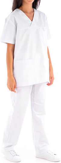 Women's White Medical Blouse Cotton and Polyester