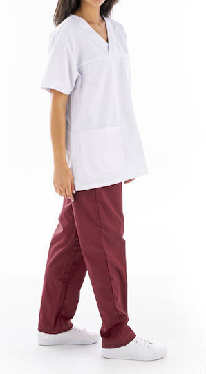 Women's Burgundy Medical Pants Cotton and Polyester
