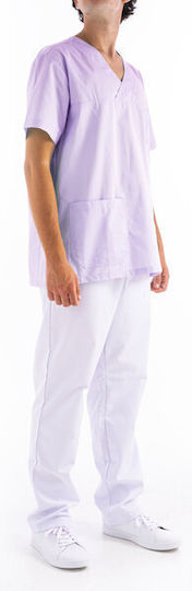 Men's Lilac Medical Blouse Cotton and Polyester