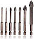 Set of 7 Four-Cut Drills Carbide with Hexagonal Shank for Masonry