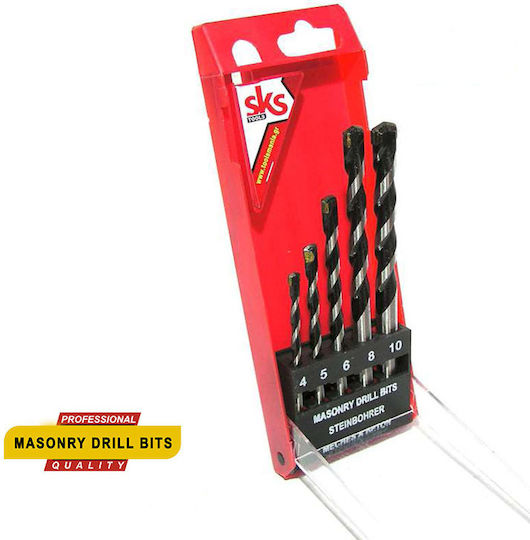 Sks Tools Σετ 5 Τρυπάνια με Κυλινδρικό Στέλεχος για Δομικά Υλικά