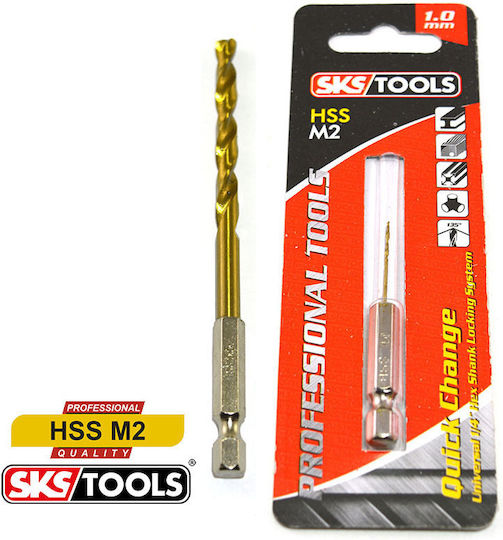 Bohrer HSS Titan mit Sechskantschaft für Metall και Holz 1mm