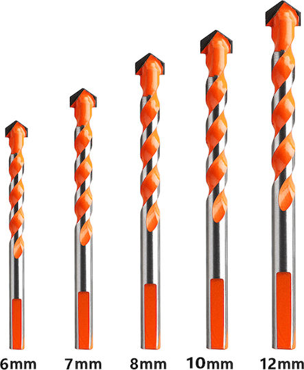 SKS Tools Σετ 5 Τρυπάνια Καρβιδίου με Τρίπλευρο Στέλεχος