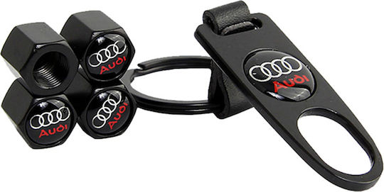 Audi Καπάκια Βαλβίδων με Σήμα Audi Μαύρο 4τμχ