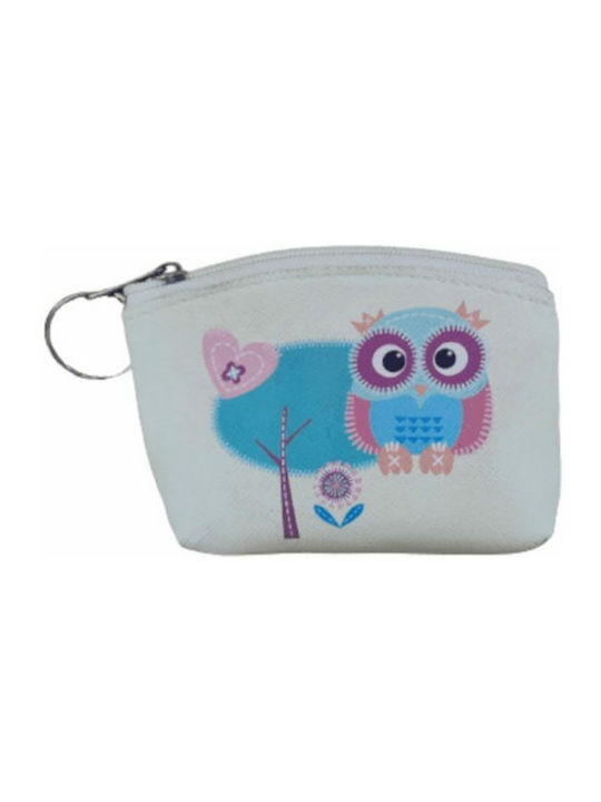Coins Wallet for Girls with Zipper and Keychain White 2762-K