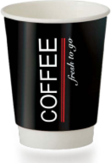 Fresh Einwegbecher Papier Doppelwandig Schwarz 118ml 50Stück