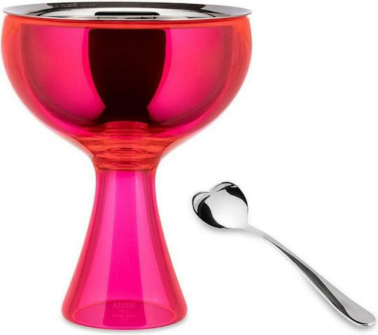 Alessi Ice Cream Serving Bowl Round Inox Pink with Diameter 15cm