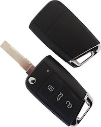 Foldable Car Key Shell with Blade with 3 Buttons for Seat / Skoda / VW