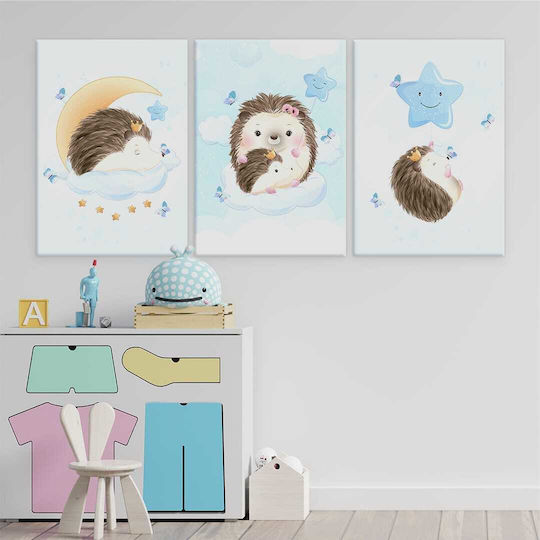 Kids Canvas Wall Painting Set 3pcs 25x35cm