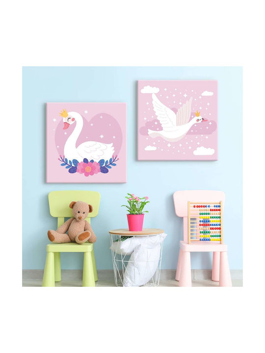 Kids Canvas Wall Painting Set 2pcs 30x30cm