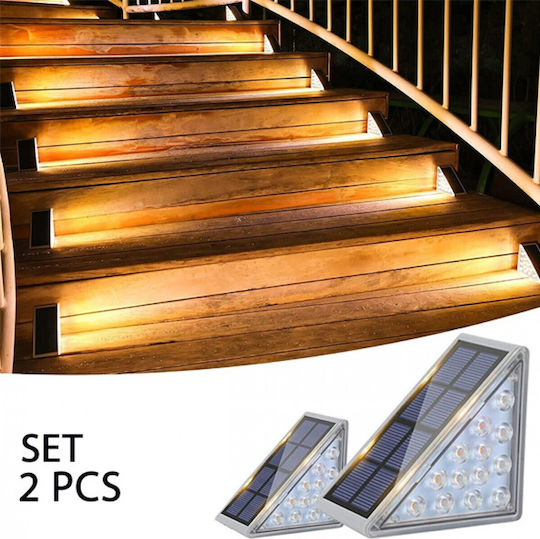 Set 2 Lămpi Solare de Perete Alb Cald 3000K cu Fotocelulă