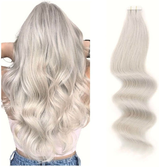 Remy Hair Αυτοκόλλητο Extension με Φυσική Τρίχα Ρεμί σε Σκούρο Γκρι Χρώμα 55cm 4τμχ