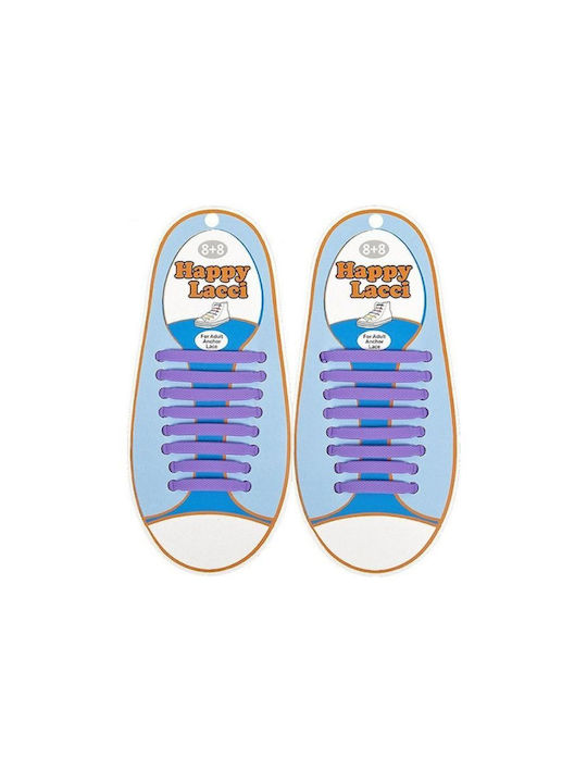 Happy Lacci Șireturi de Pantofi Silicon Violet 2buc