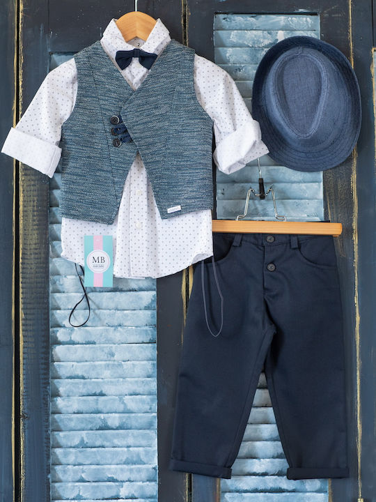Mak Boys Baptism Suit with Vest Blue