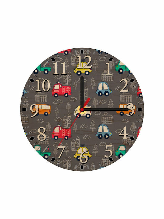 Kinder Wanduhr Autos Hölzernes 20εκ.