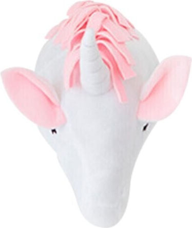 Kinder Dekorative Tierbüste Tiere Rosa aus Stoff 29x30x20εκ.