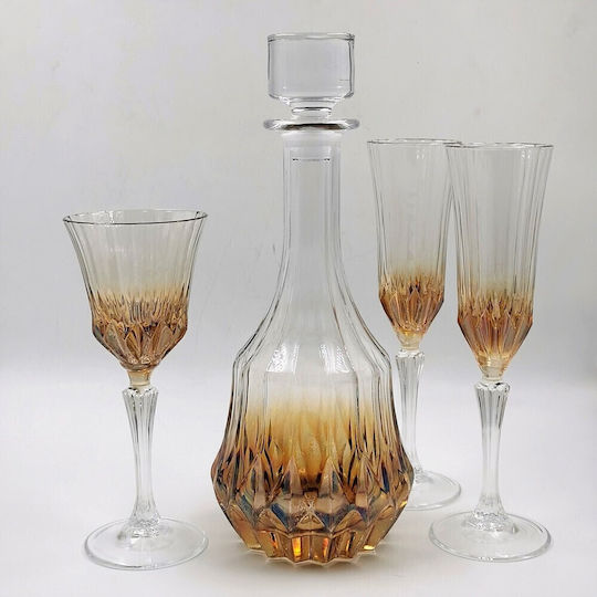Domumart Wedding Carafe Set with Wine & Champagne Glasses made of Crystal Orange 4pcs
