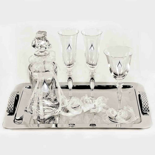 Kristall / Inox Silber 4Stück