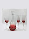 Domumart Set Carafă de Nuntă cu Pahare de Vin & Șampanie din Cristal Roz 4buc