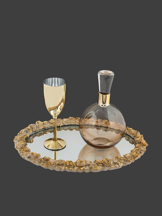 La Vista Wedding Carafe Set with Wine Glass made of Crystal Gold 2pcs