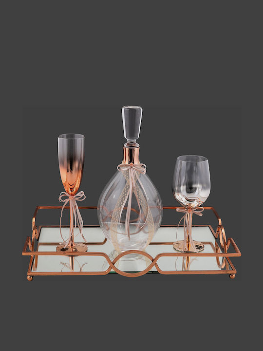 La Vista Wedding Carafe Set with Wine Glass made of Crystal Rose Gold 2pcs