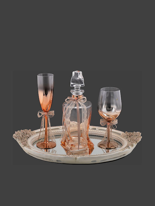 La Vista Wedding Carafe Set with Wine Glass made of Crystal Rose Gold 2pcs