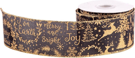 Weihnachtliche Farbband Stoff Schwarz 1000x6.3cm 1Stück