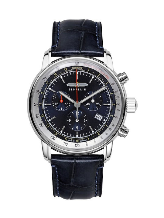 Zeppelin Lz Watch Chronograph Battery with Blue Leather Strap