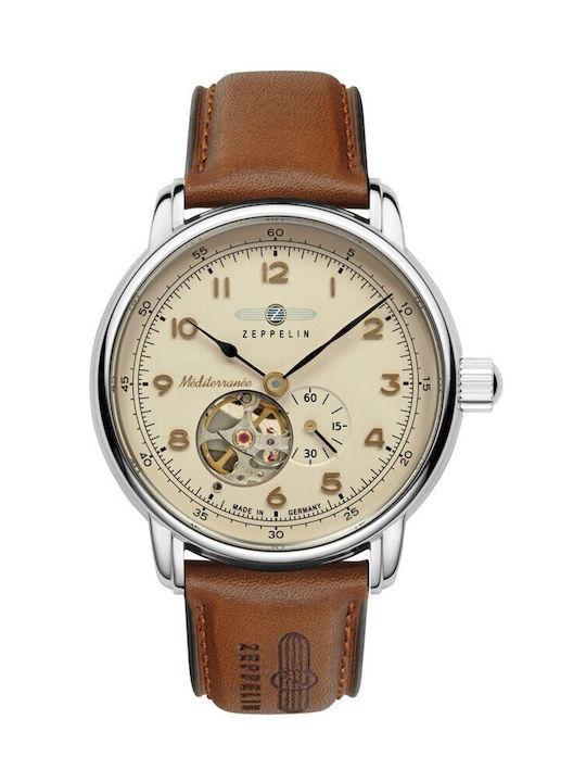 Zeppelin Watch Battery with Brown Leather Strap