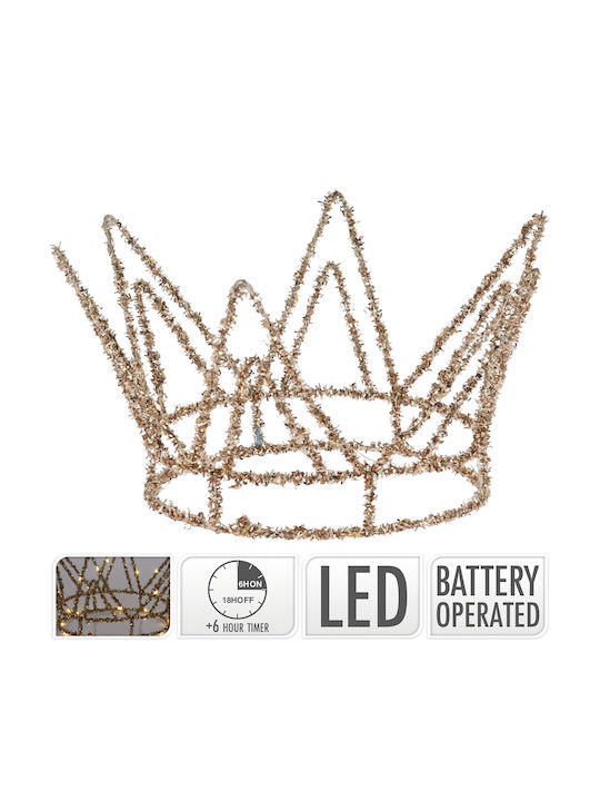 JK Home Decoration Iluminată De Crăciun Metalică Figurină Tiara Aurie Înălțime 25cm.