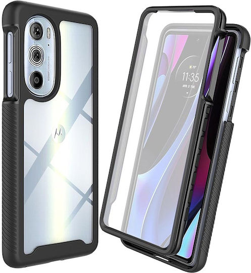 Techsuit Techsuit 360 Full Cover Silicon / Plastic Set cu Geam Negru (Motorola Edge 30 Pro)