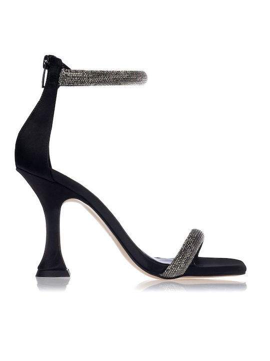 Sante Stoff Damen Sandalen mit hohem Absatz in Schwarz Farbe