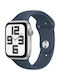 Apple Watch SE 2023 Aluminium 44mm Αδιάβροχο με Παλμογράφο (Silver with Storm Blue Sport Band)