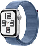 Apple Watch SE 2023 Aluminium 44mm Αδιάβροχο με Παλμογράφο (Silver with Winter Blue Sport Loop)