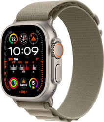Apple Watch Ultra 2 Alpine Loop (Small) Titanium 49mm Αδιάβροχο με eSIM και Παλμογράφο (Olive Alpine Loop - Small)