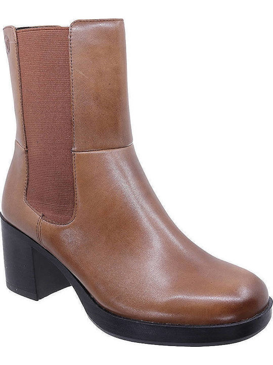 Caprice Leather Women's Ankle Boots Brown