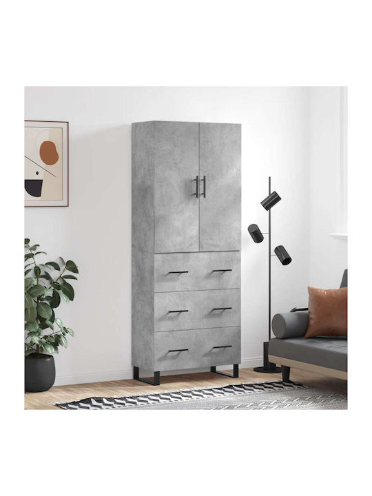 Office Storage Chipboard Closet Grey L69.5xW34xH180cm